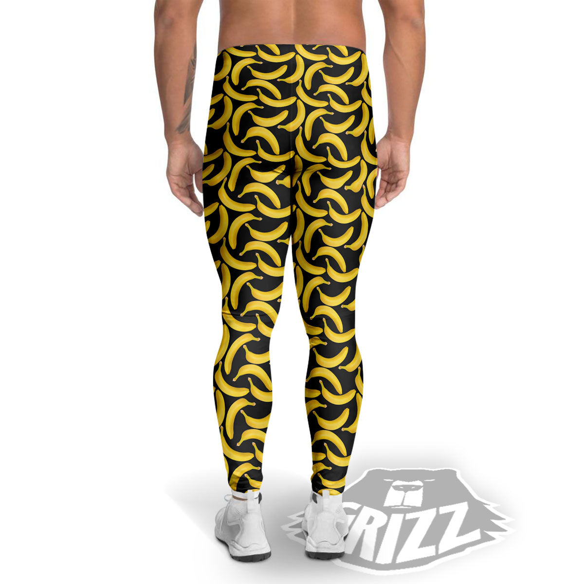 Banana Black Print Pattern Men's Leggings-grizzshop