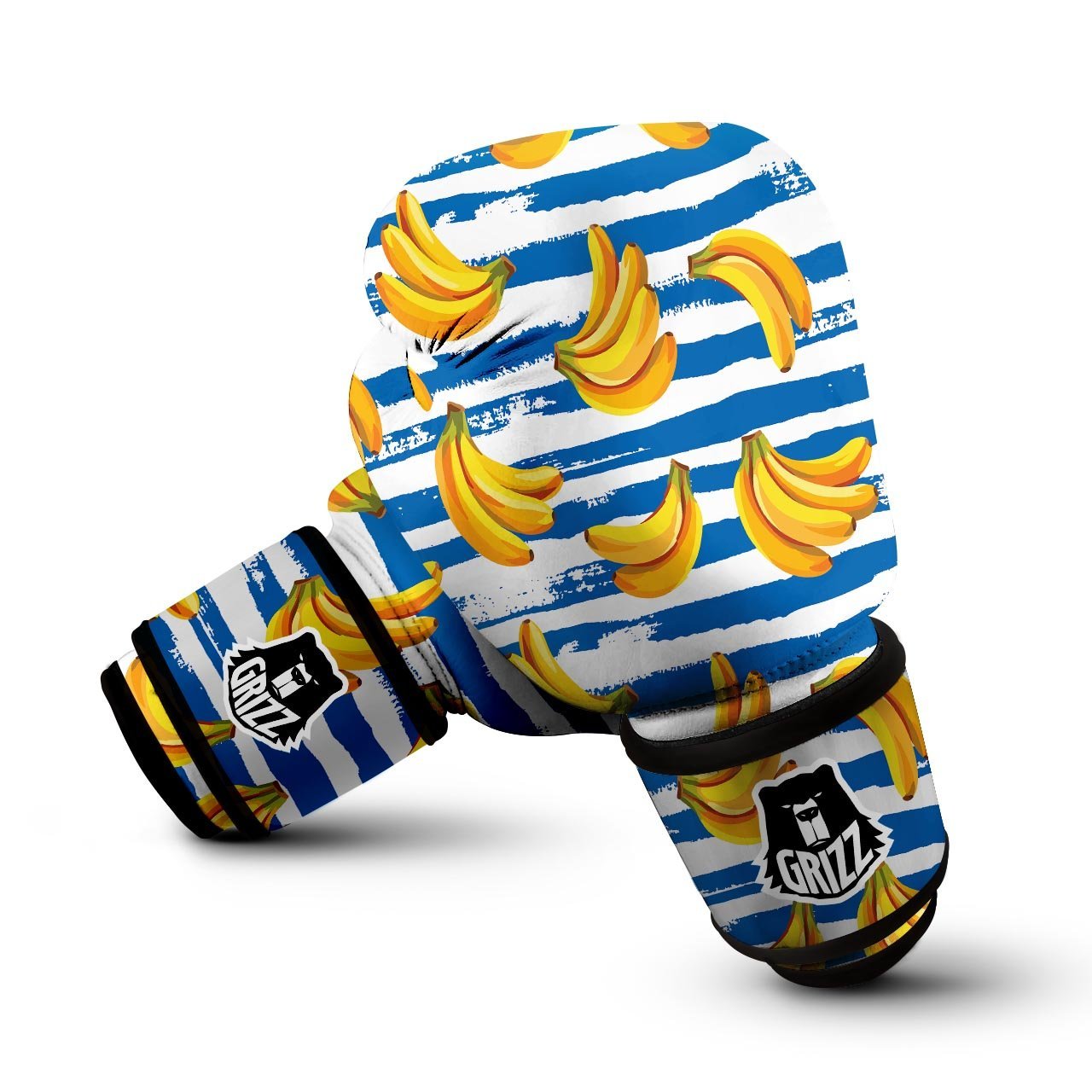 Banana Blue And White Striped Print Pattern Boxing Gloves-grizzshop
