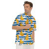 Banana Blue And White Striped Print Pattern Men's Short Sleeve Shirts-grizzshop