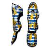 Banana Blue And White Striped Print Pattern Muay Thai Shin Guards-grizzshop