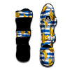 Banana Blue And White Striped Print Pattern Muay Thai Shin Guards-grizzshop