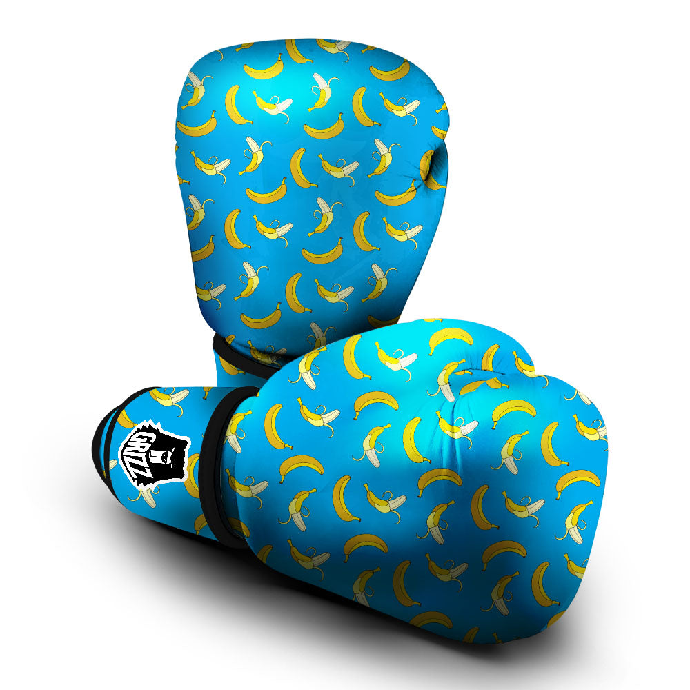 Banana Blue Print Pattern Boxing Gloves-grizzshop