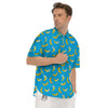 Banana Blue Print Pattern Men's Short Sleeve Shirts-grizzshop