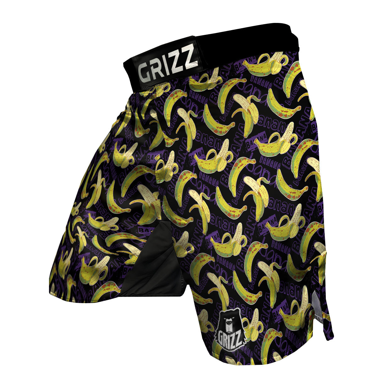 Banana Color Vintage Purple Print Pattern MMA Shorts-grizzshop