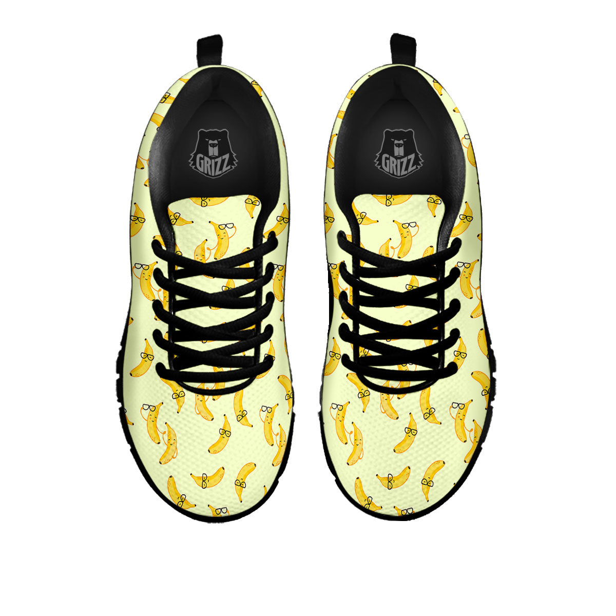Banana Cute Print Pattern Black Sneaker-grizzshop