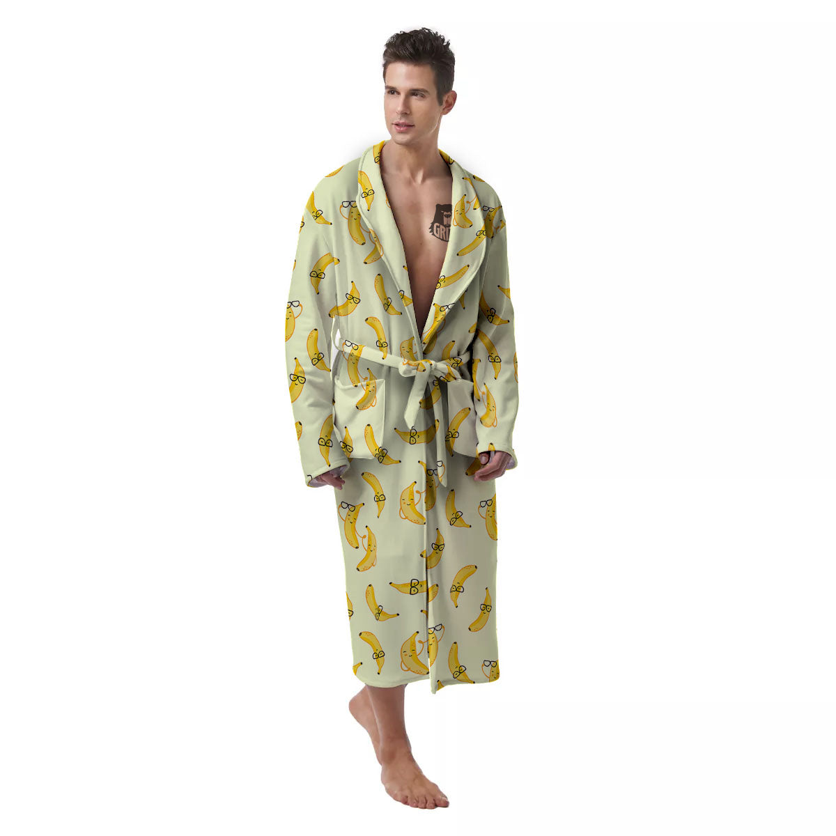 Banana Cute Print Pattern Men's Robe-grizzshop