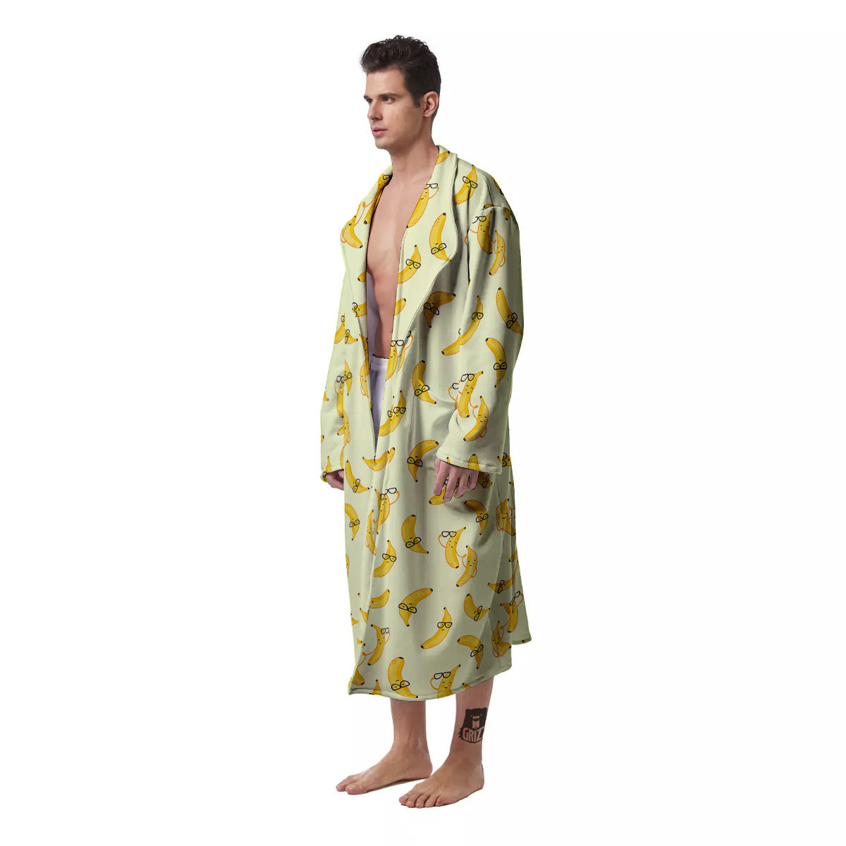 Banana Cute Print Pattern Men's Robe-grizzshop