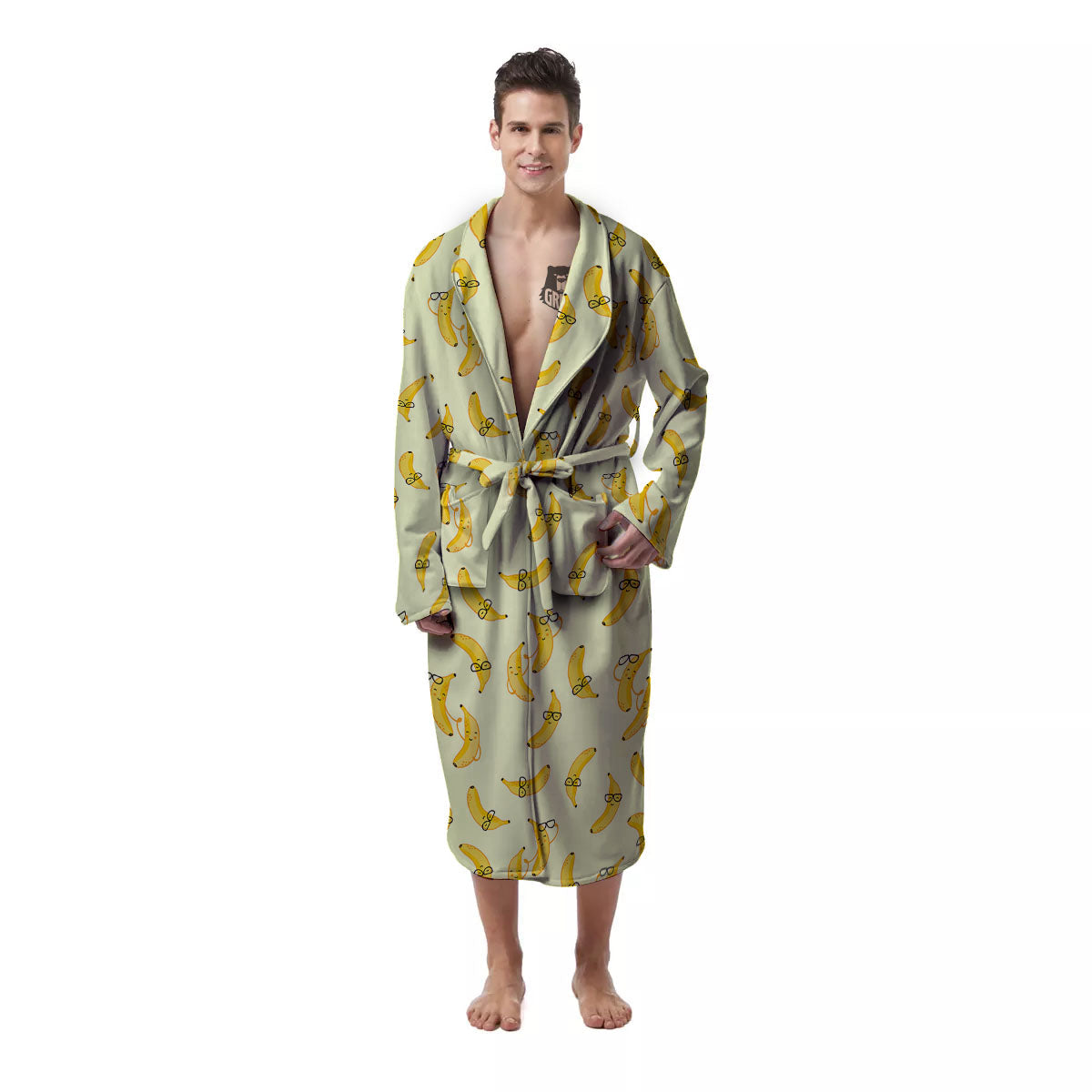 Banana Cute Print Pattern Men's Robe-grizzshop