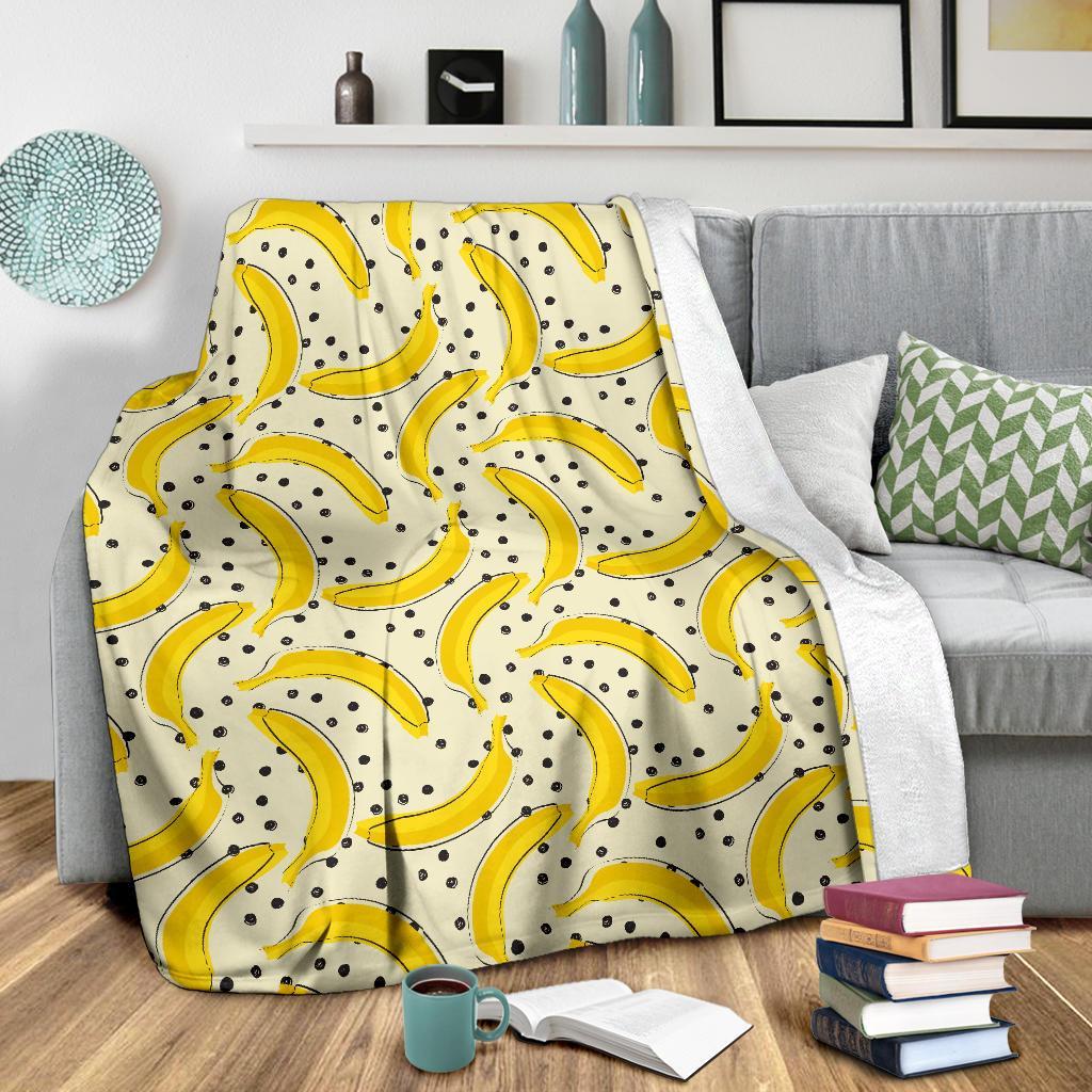 Banana Dot Pattern Print Blanket-grizzshop