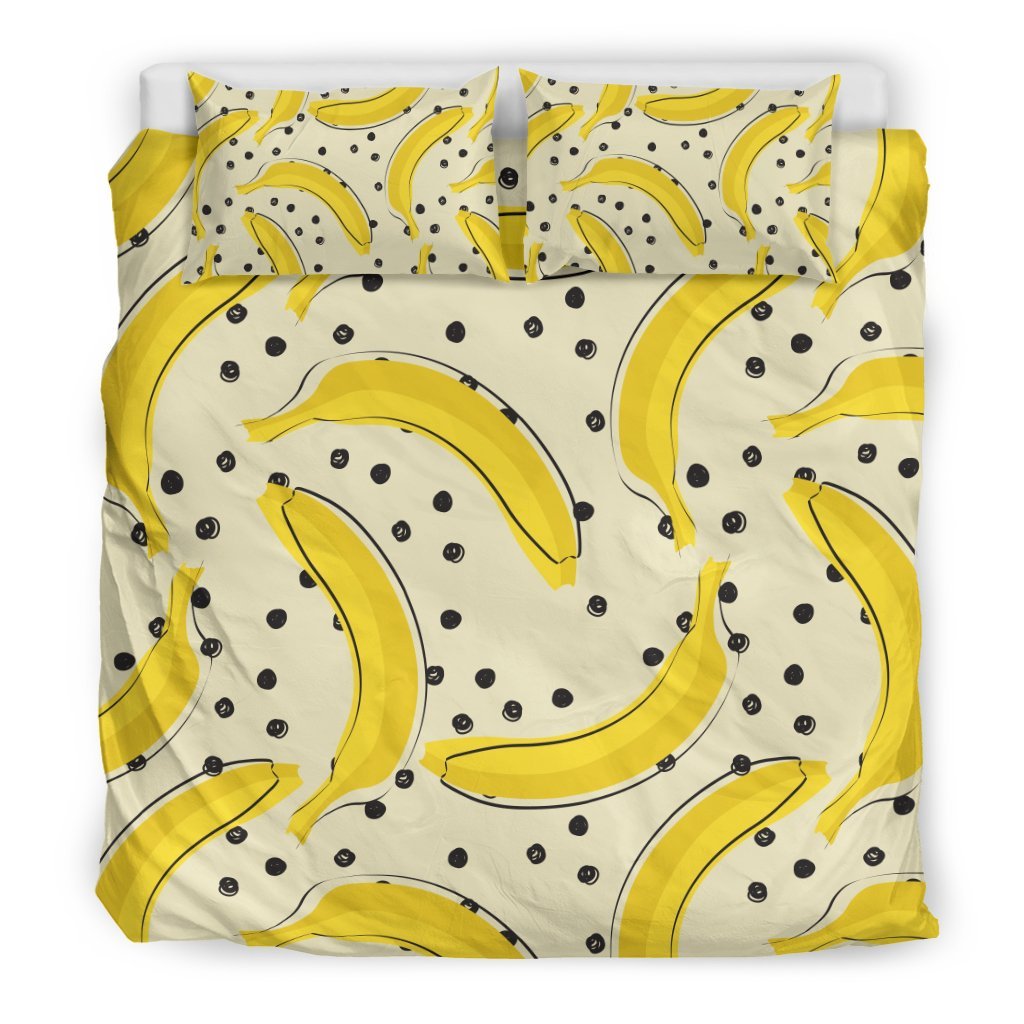 Banana Dot Pattern Print Duvet Cover Bedding Set-grizzshop