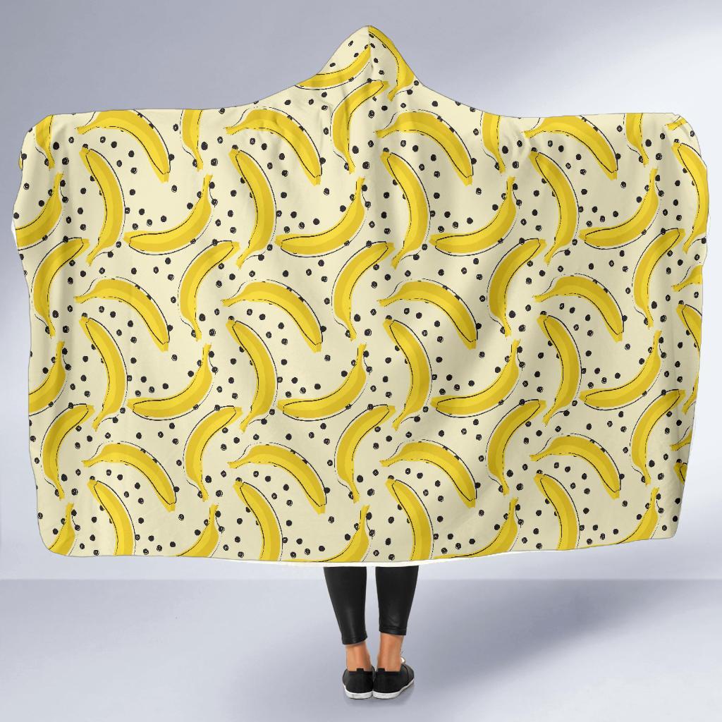 Banana Dot Pattern Print Hooded Blanket-grizzshop