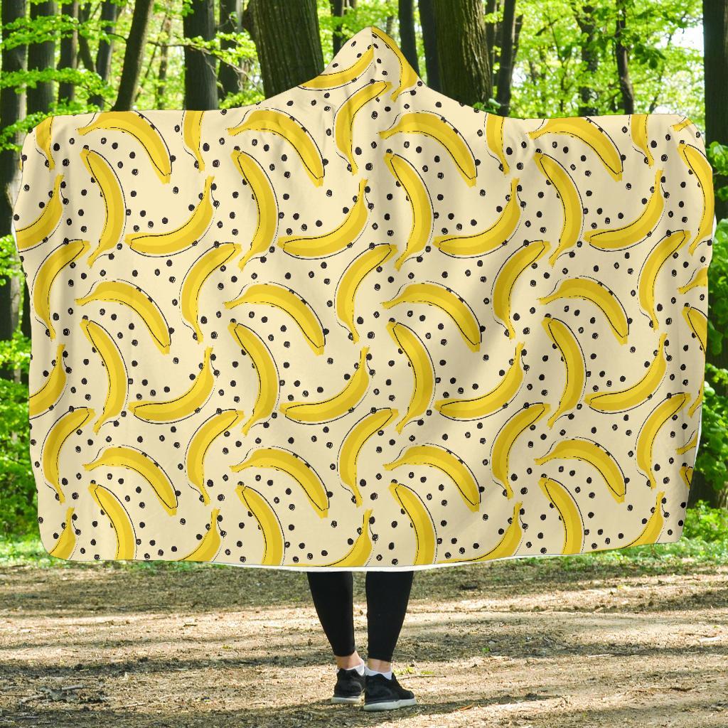 Banana Dot Pattern Print Hooded Blanket-grizzshop