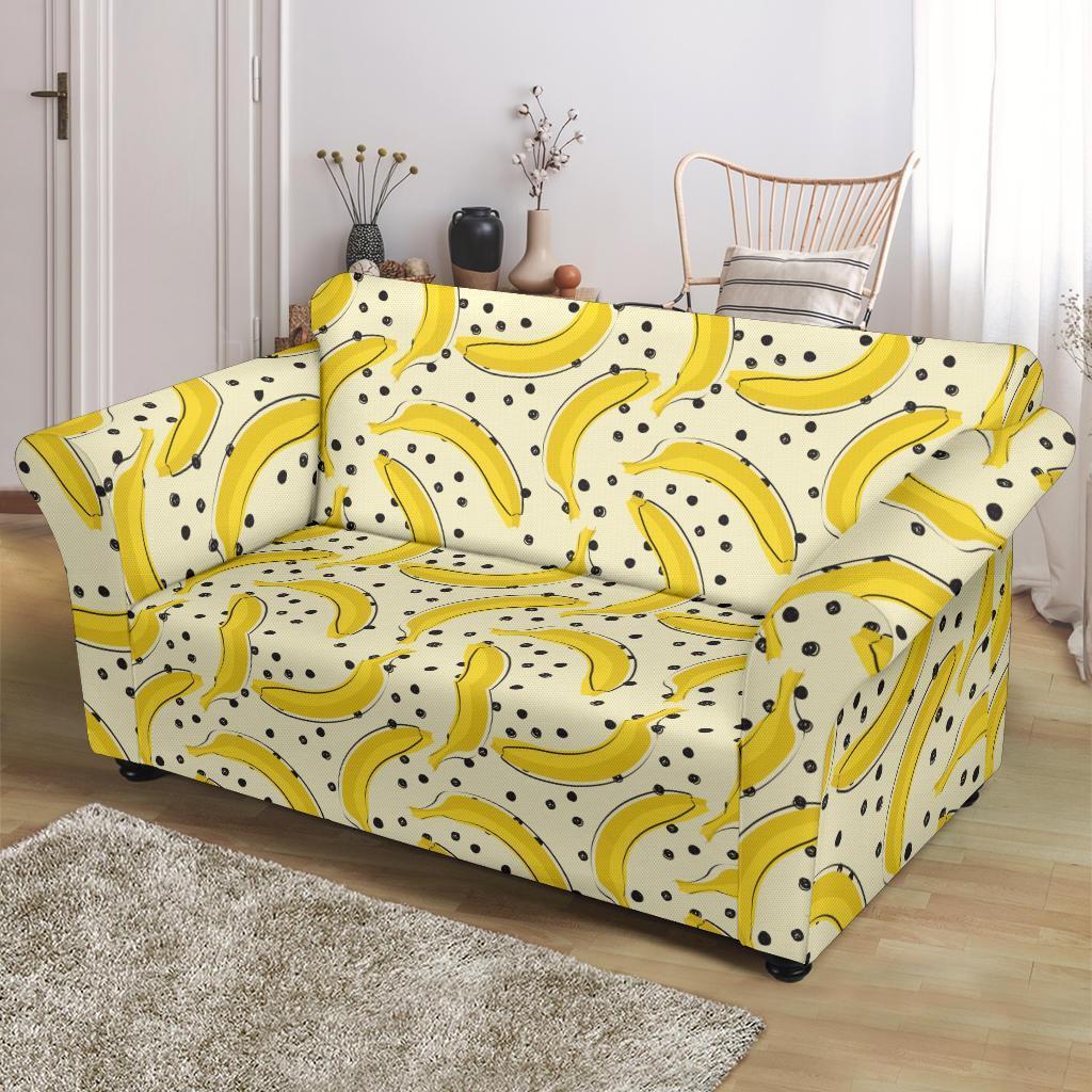 Banana Dot Pattern Print Loveseat Cover-grizzshop