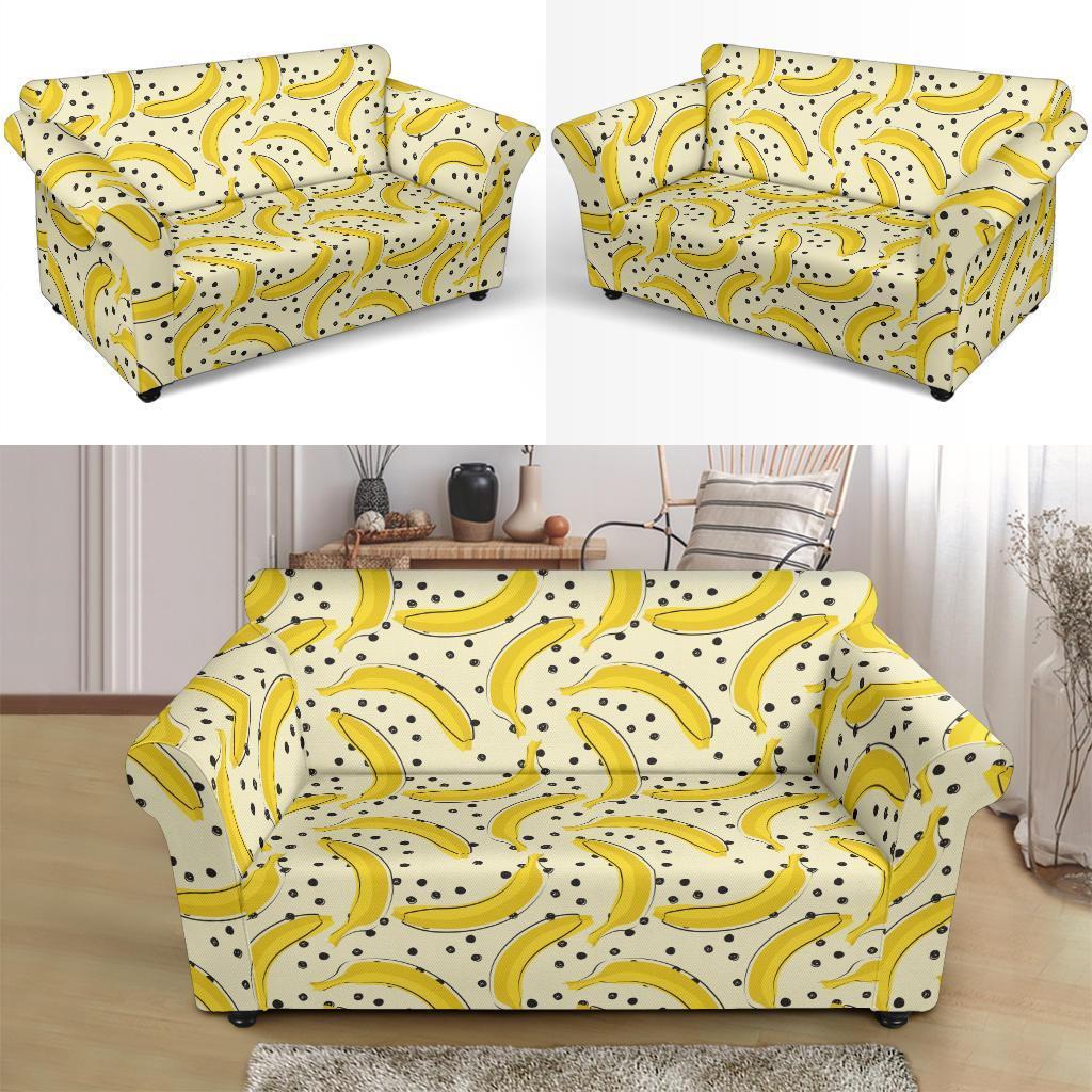 Banana Dot Pattern Print Loveseat Cover-grizzshop