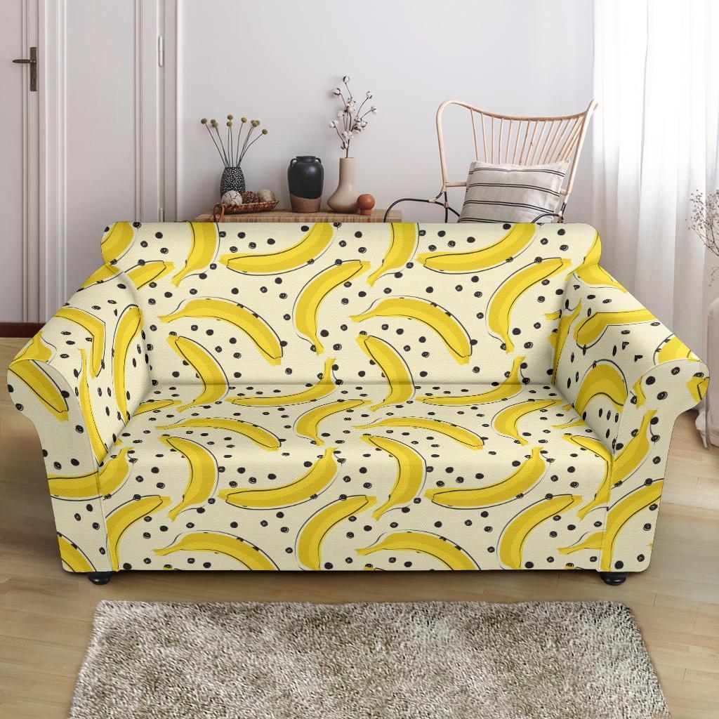 Banana Dot Pattern Print Loveseat Cover-grizzshop