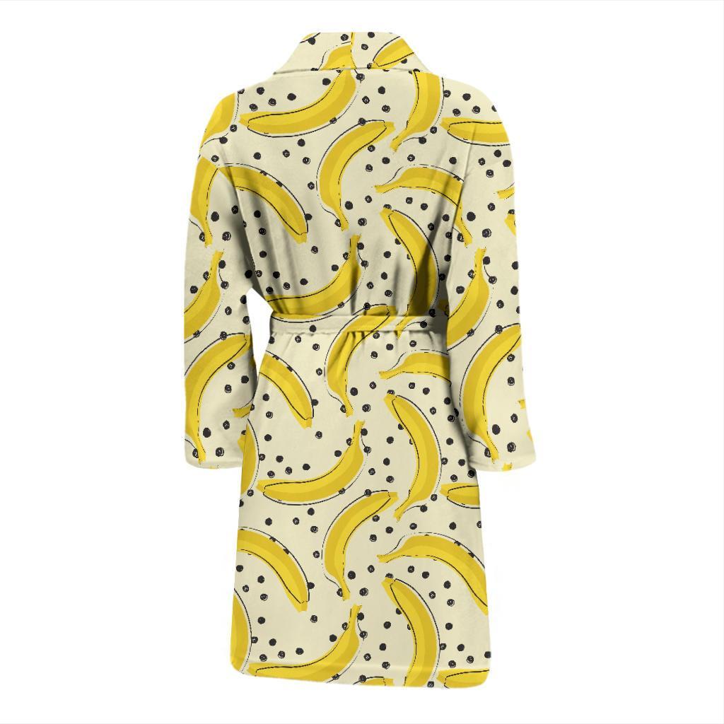 Banana Dot Pattern Print Men Long Robe-grizzshop