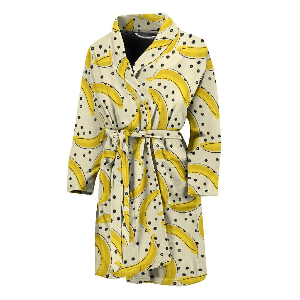 Banana Dot Pattern Print Men Long Robe-grizzshop