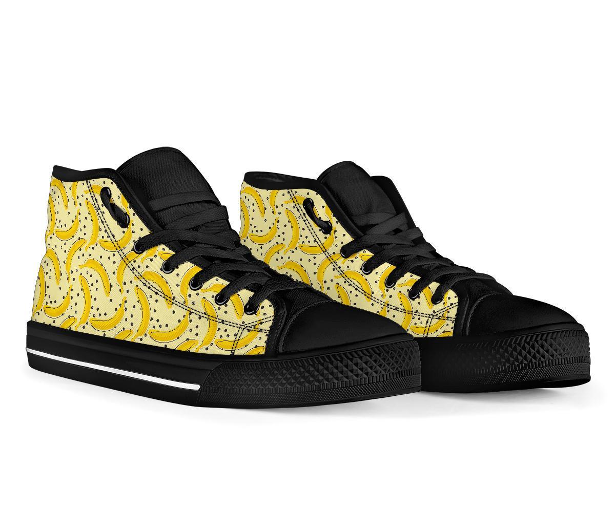 Banana Dot Pattern Print Men Women's High Top Shoes-grizzshop