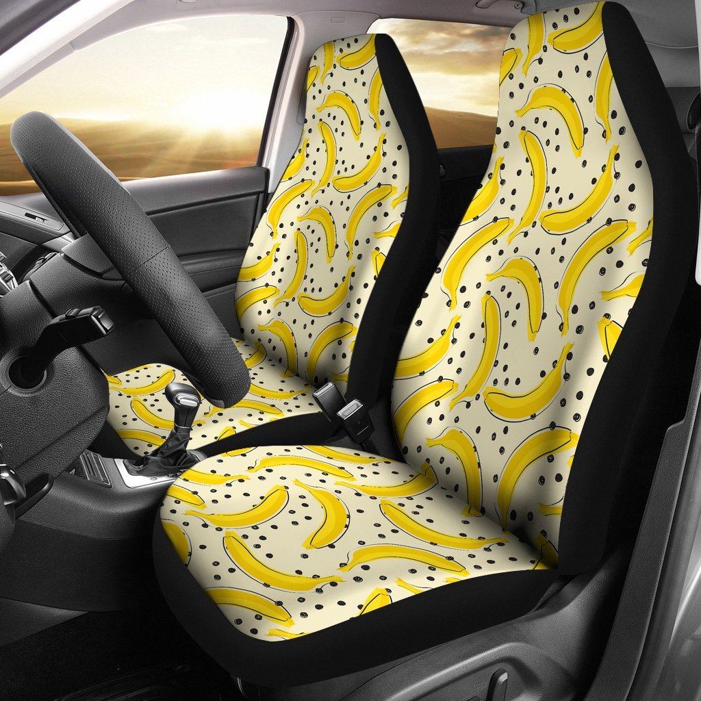 Banana Dot Pattern Print Universal Fit Car Seat Cover-grizzshop
