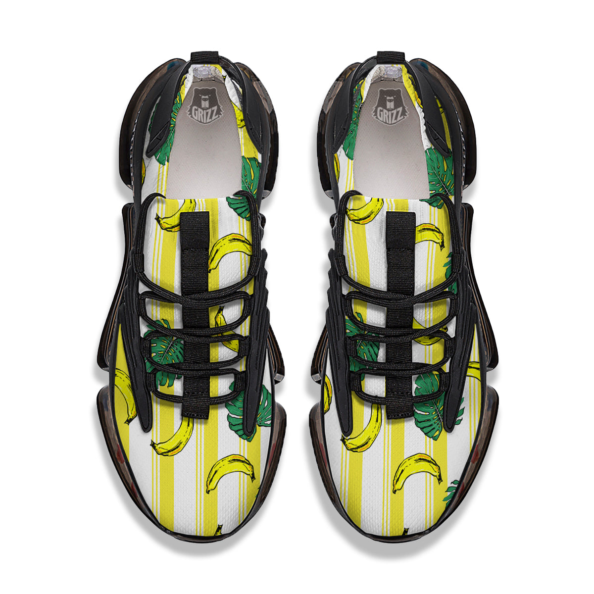 Banana Geometric Yellow Print Pattern Black Gym Shoes-grizzshop