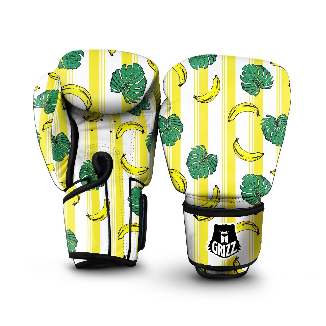 Banana Geometric Yellow Print Pattern Boxing Gloves-grizzshop