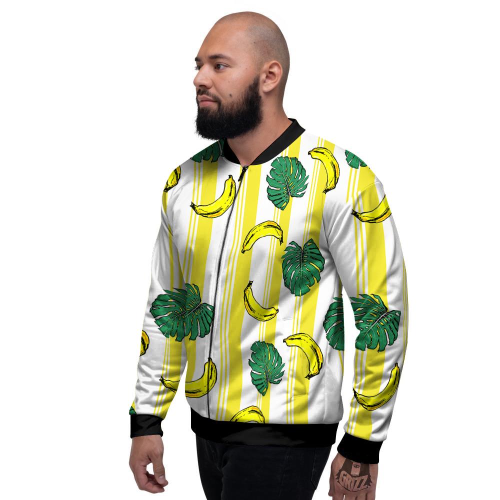 Banana Geometric Yellow Print Pattern Men's Bomber Jacket-grizzshop