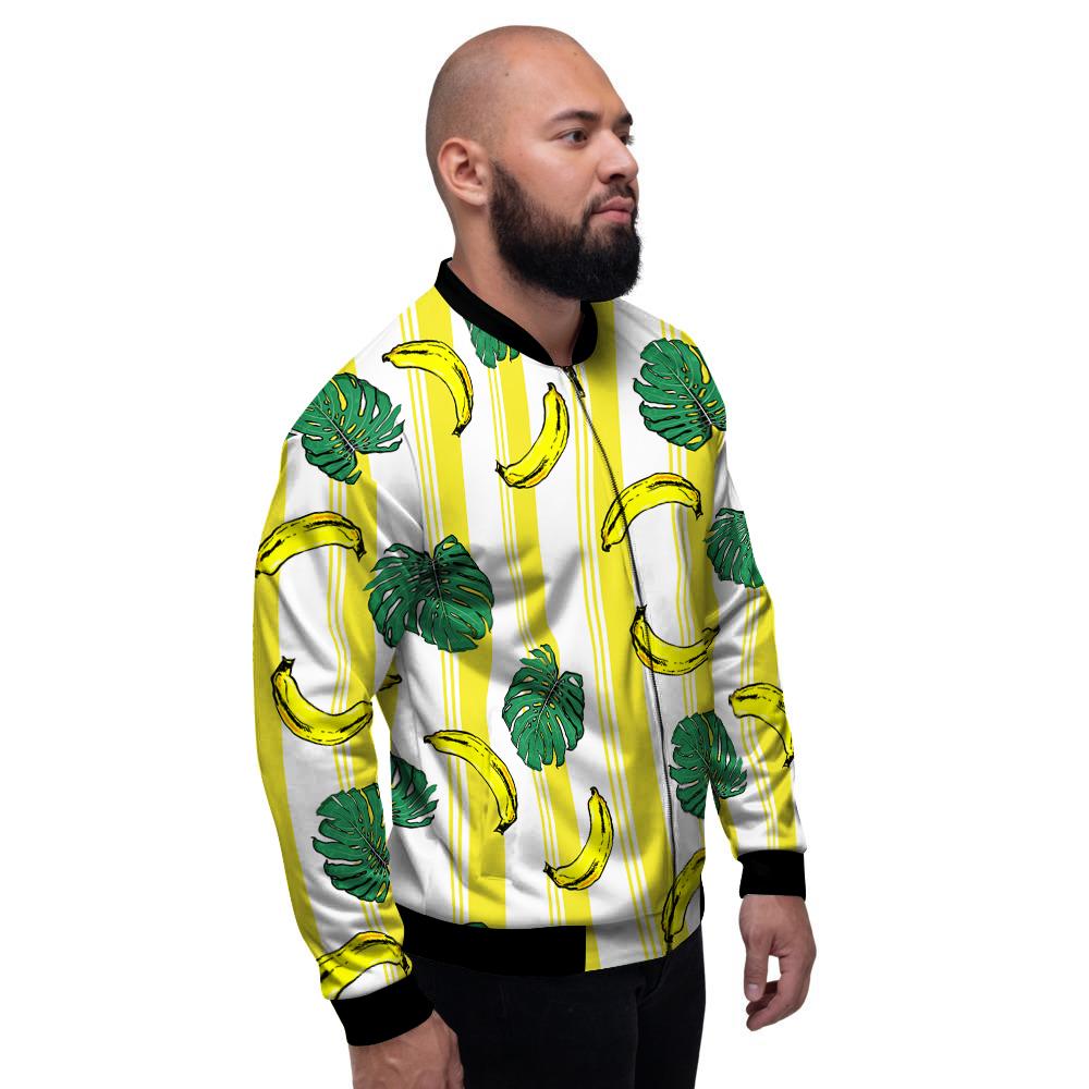 Banana Geometric Yellow Print Pattern Men's Bomber Jacket-grizzshop