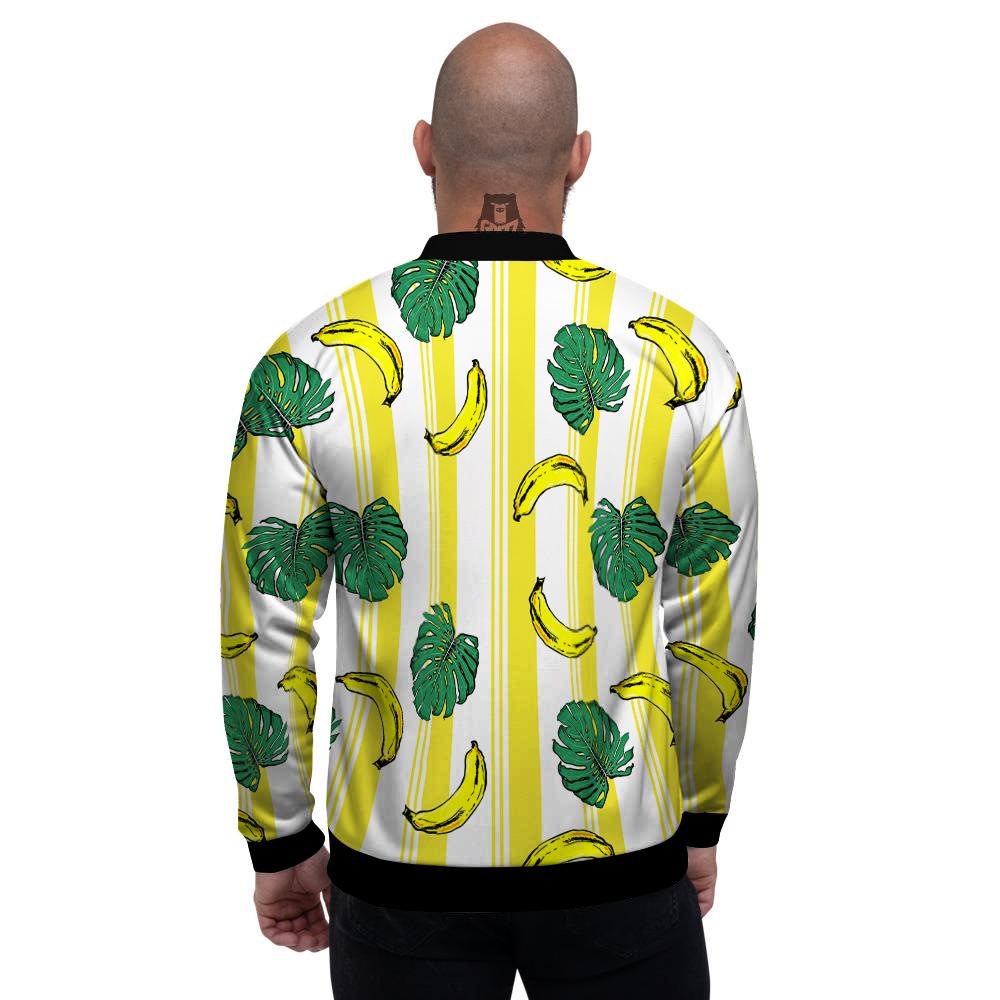 Banana Geometric Yellow Print Pattern Men's Bomber Jacket-grizzshop