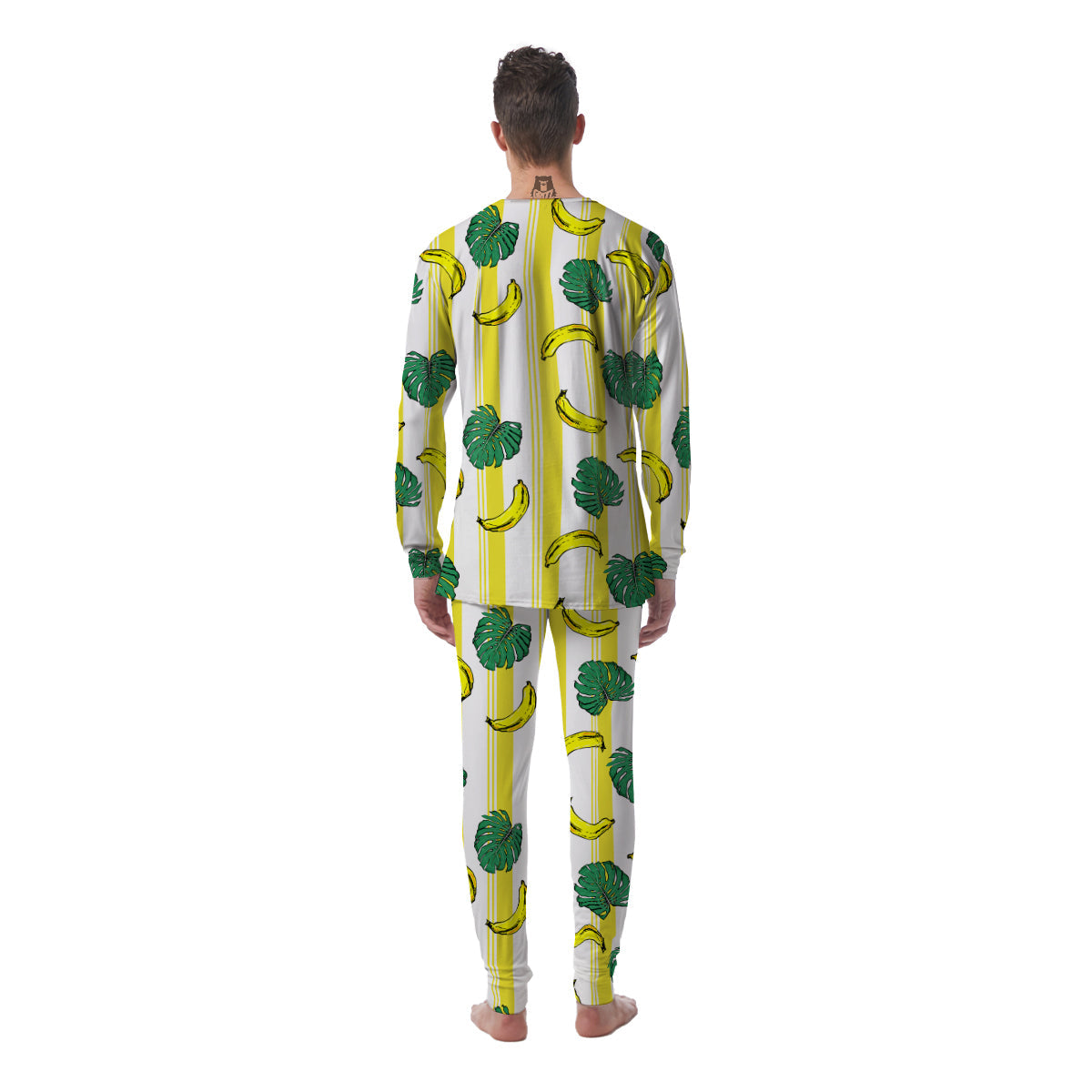 Banana Geometric Yellow Print Pattern Men's Pajamas-grizzshop