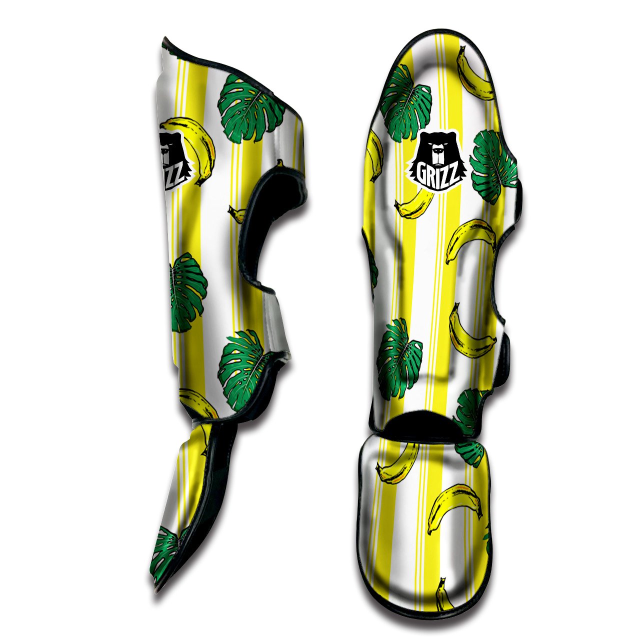 Banana Geometric Yellow Print Pattern Muay Thai Shin Guards-grizzshop