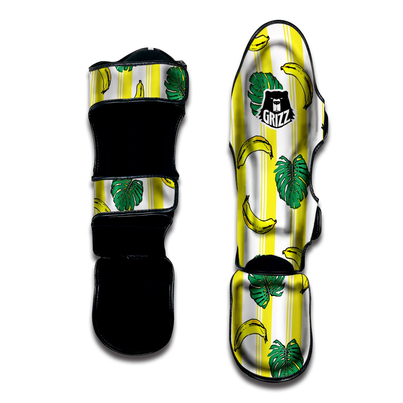 Banana Geometric Yellow Print Pattern Muay Thai Shin Guards-grizzshop