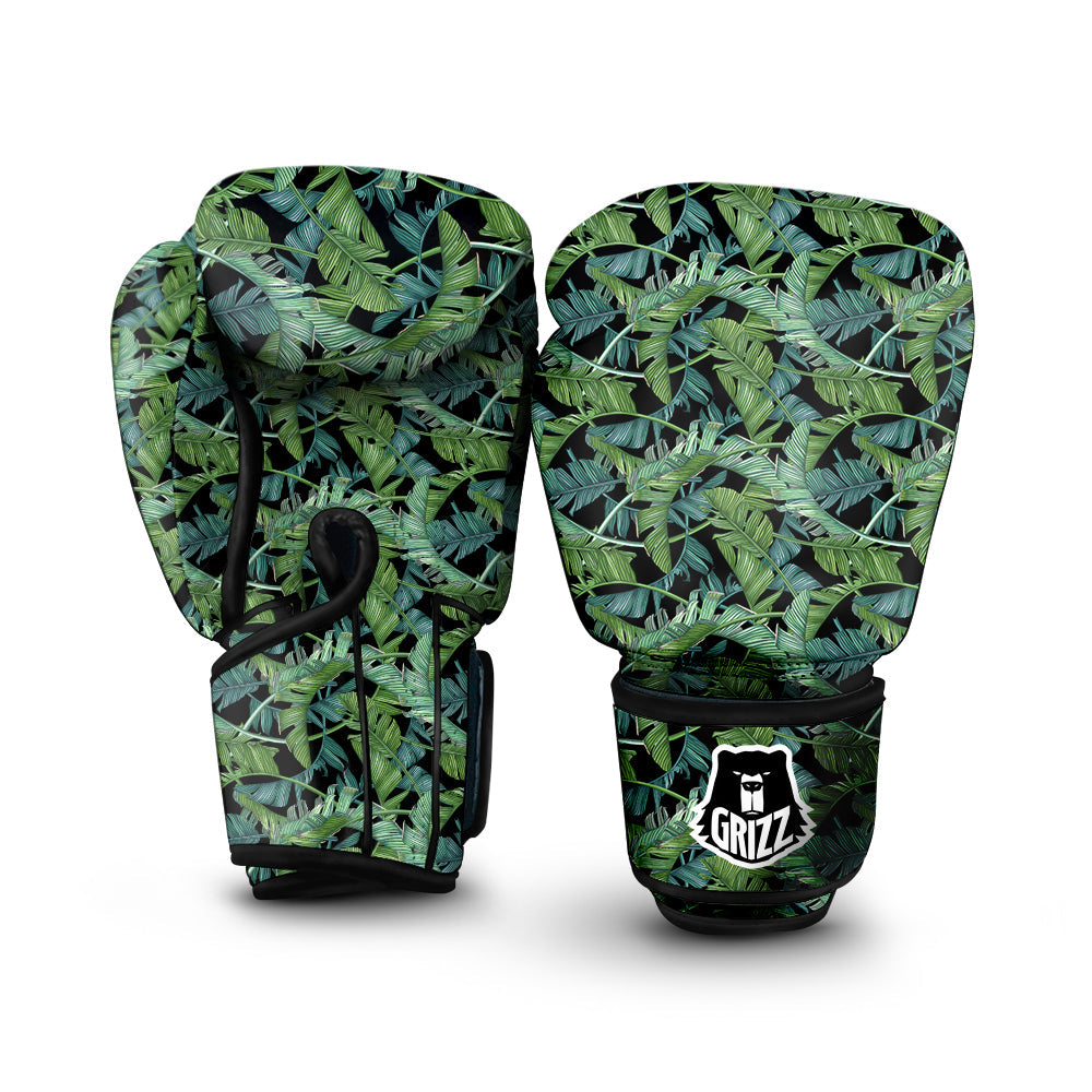 Banana Leaf Print Pattern Boxing Gloves-grizzshop