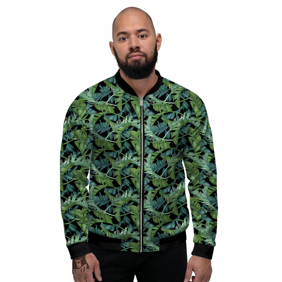 Banana Leaf Print Pattern Men's Bomber Jacket-grizzshop