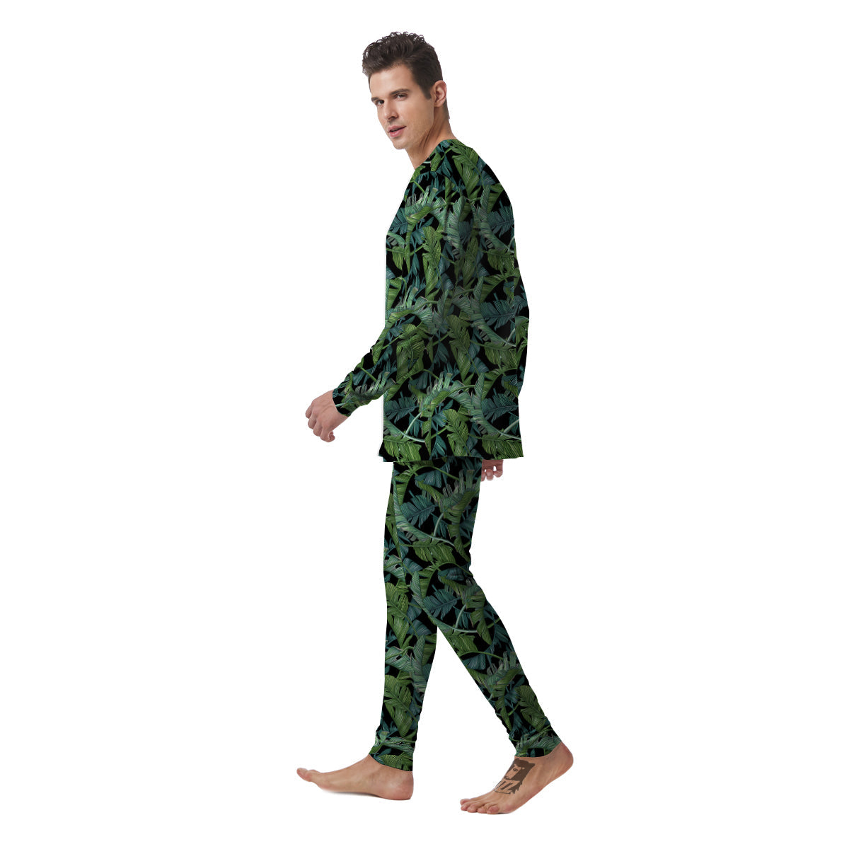 Banana Leaf Print Pattern Men's Pajamas-grizzshop