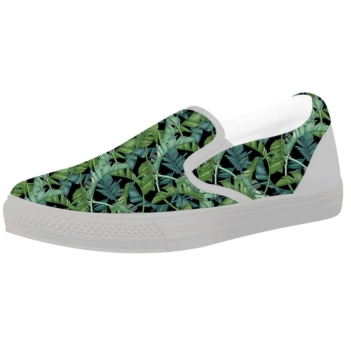 Banana Leaf Print Pattern White Slip On Shoes-grizzshop
