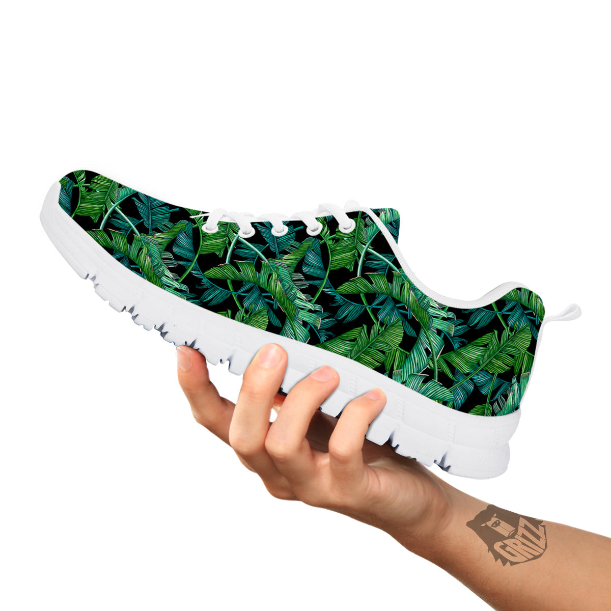 Banana Leaf Print Pattern White Sneaker-grizzshop