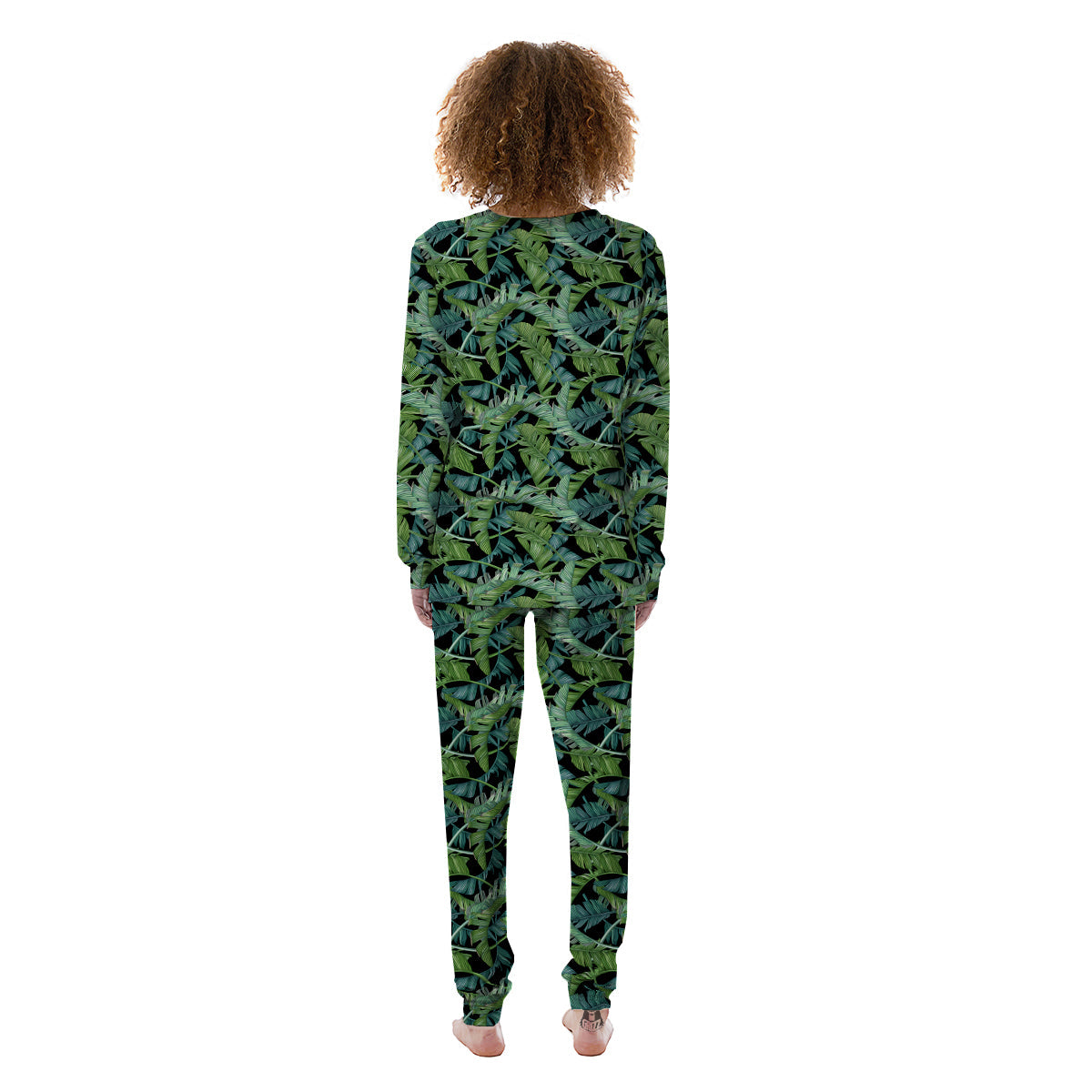 Banana Leaf Print Pattern Women's Pajamas-grizzshop