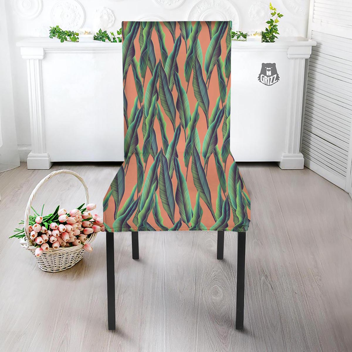 Banana Leaf Tropical Print Pattern Dining Chair Slipcover-grizzshop