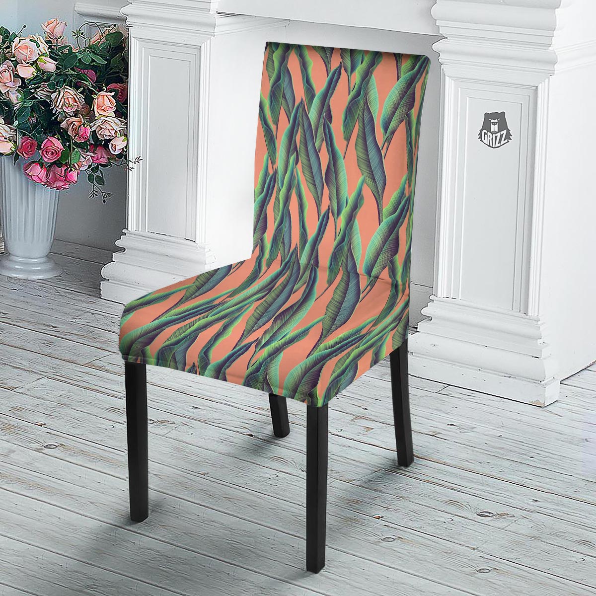 Banana Leaf Tropical Print Pattern Dining Chair Slipcover-grizzshop