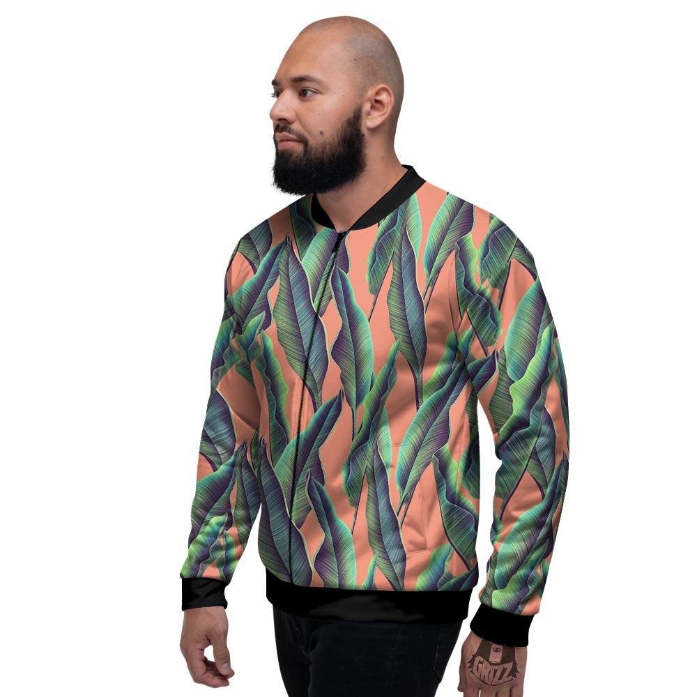 Banana Leaf Tropical Print Pattern Men's Bomber Jacket-grizzshop