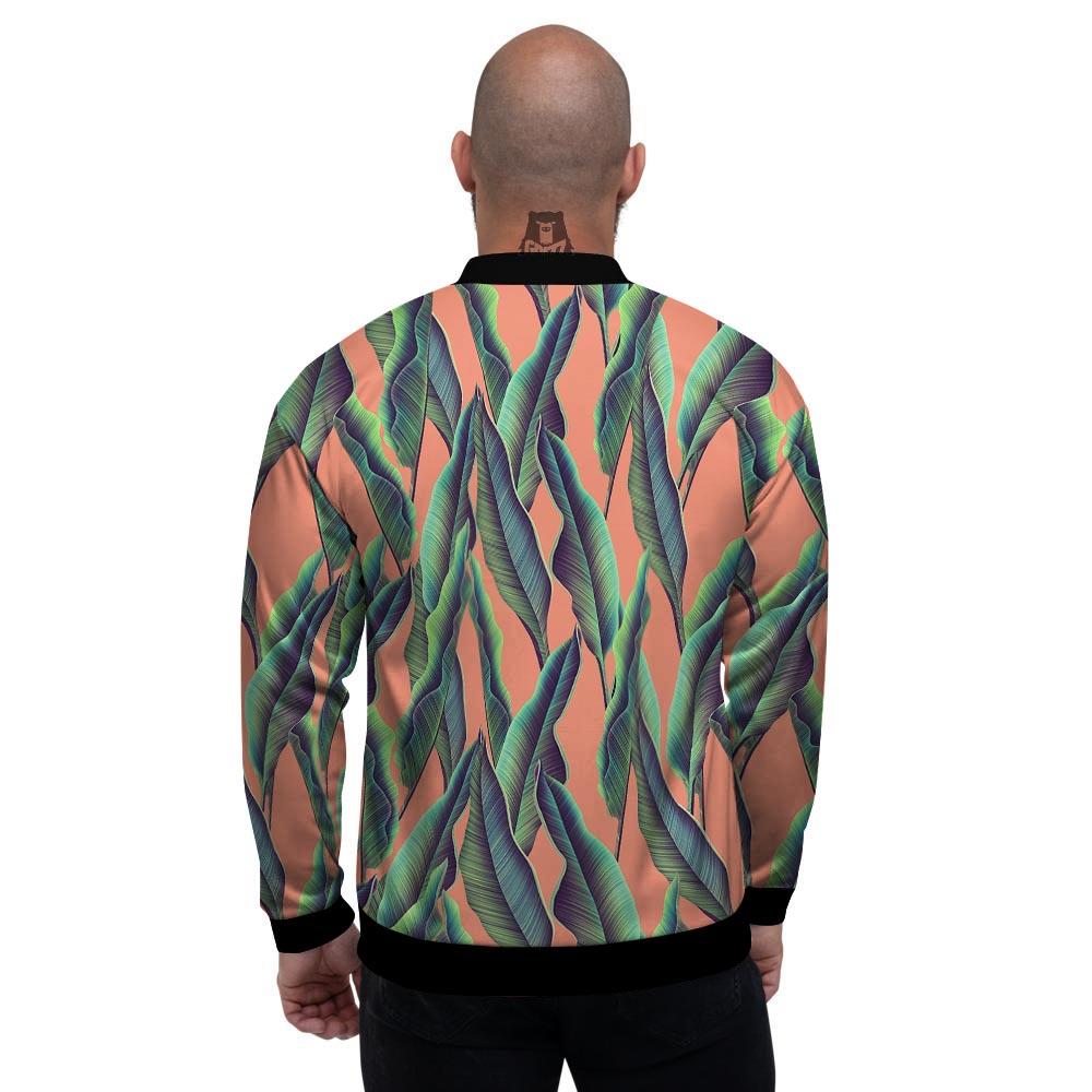 Banana Leaf Tropical Print Pattern Men's Bomber Jacket-grizzshop