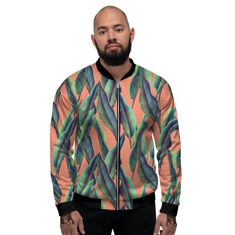 Banana Leaf Tropical Print Pattern Men's Bomber Jacket-grizzshop