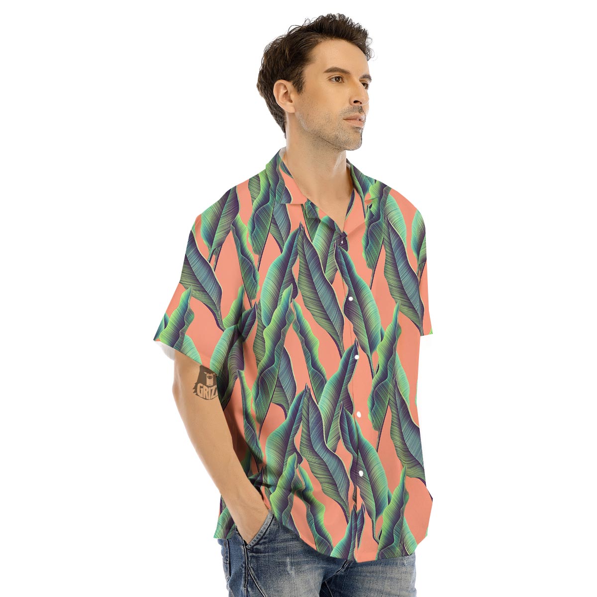 Banana Leaf Tropical Print Pattern Men's Hawaiian Shirt-grizzshop