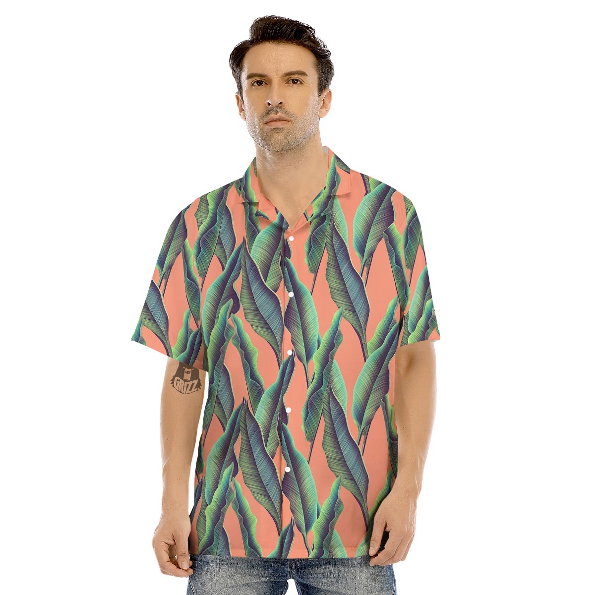 Banana Leaf Tropical Print Pattern Men's Hawaiian Shirt-grizzshop