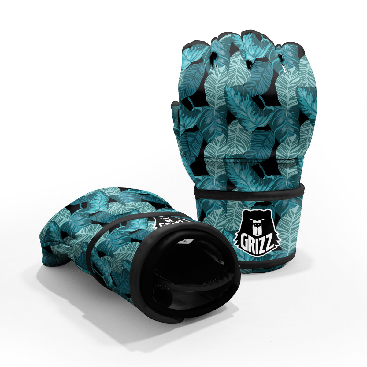 Banana Leaf Turquoise Print Pattern MMA Gloves-grizzshop