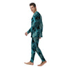 Banana Leaf Turquoise Print Pattern Men's Pajamas-grizzshop