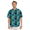 Banana Leaf Turquoise Print Pattern Men's Short Sleeve Shirts-grizzshop