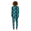 Banana Leaf Turquoise Print Pattern Women's Pajamas-grizzshop