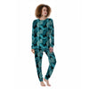 Banana Leaf Turquoise Print Pattern Women's Pajamas-grizzshop