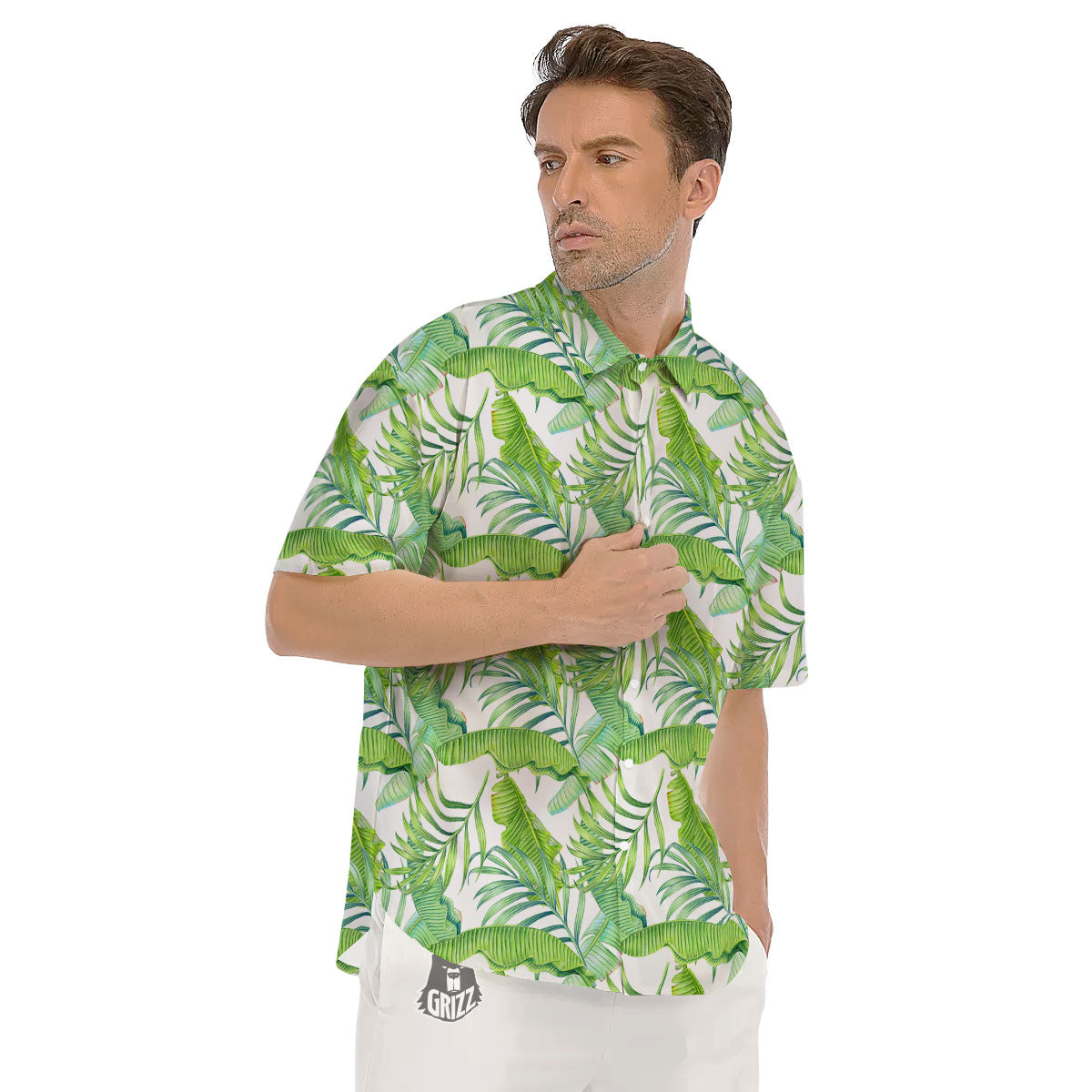 Banana Leave Palm Tree Print Pattern Men's Short Sleeve Shirts-grizzshop